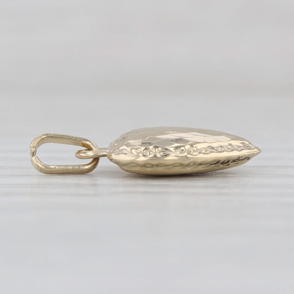Patterned Puffy Heart Pendant 14k Yellow Gold Small Charm
