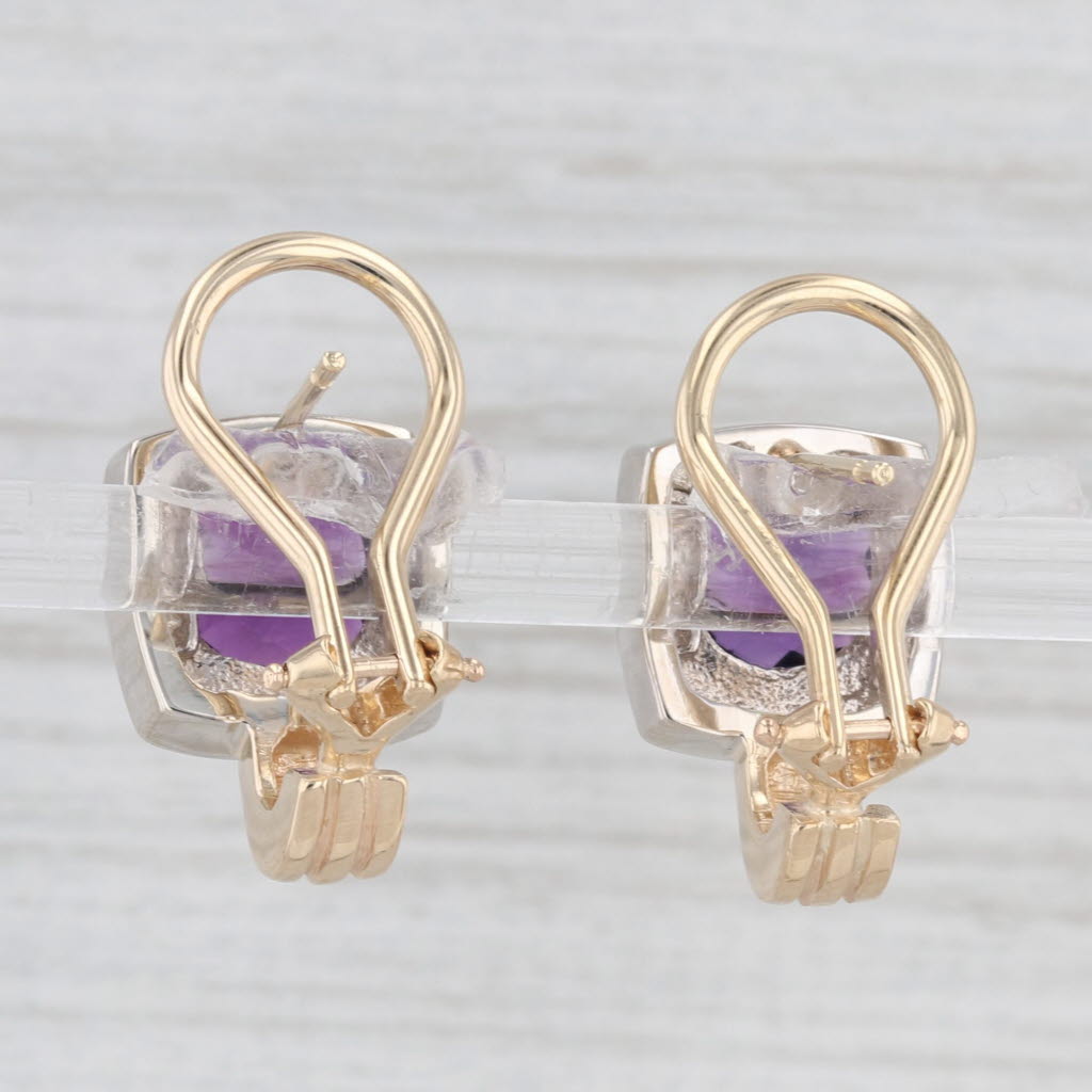 Light Gray 3ctw Amethyst Drop Earrings 14k Yellow White Gold Pierced Omega Backs