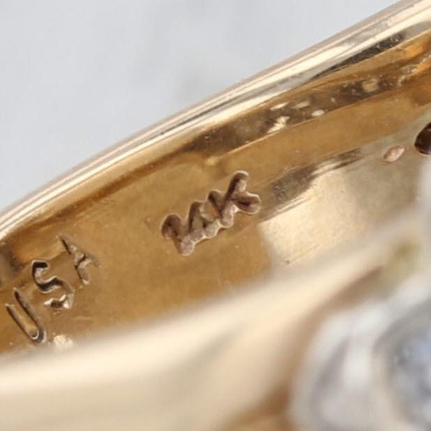 Vintage Opal Cabochon Diamond Ring 14k Yellow Gold Size 8.5 Cocktail