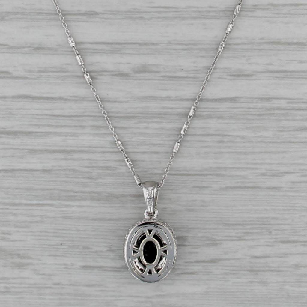 1.90ctw Green Tourmaline Diamond Halo Pendant Necklace 14k Whtie Gold 18.5"