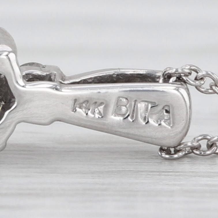 1.70ctw Blue Sapphire Diamond Pendant Necklace 14k White Gold 18" Cable Chain