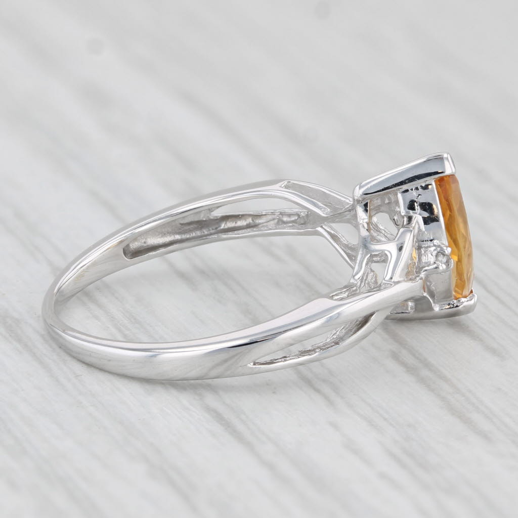 Light Gray 0.49ct Marquise Citrine Solitaire Ring 10k White Gold Size 5.5 Diamond Accents