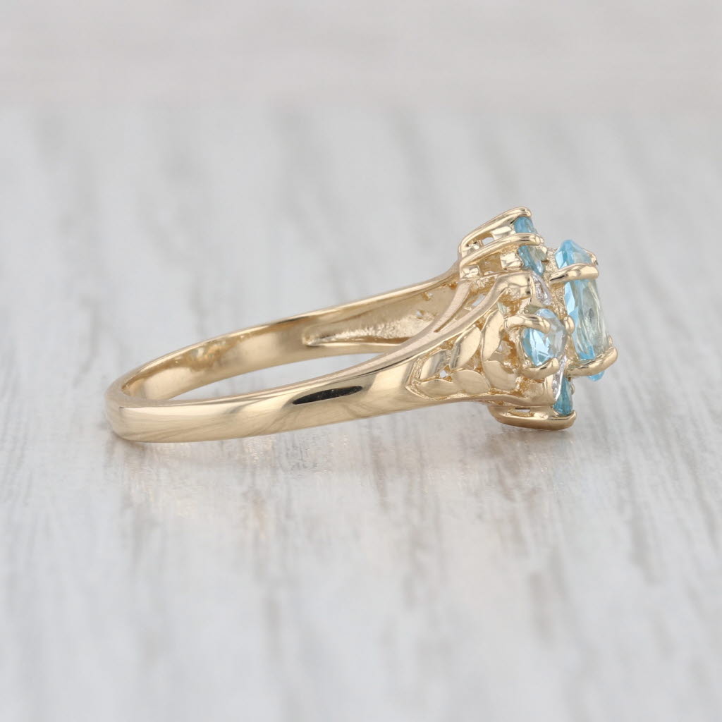 1.53ctw Blue Topaz Diamond Halo Ring 14k Yellow Gold Size 7