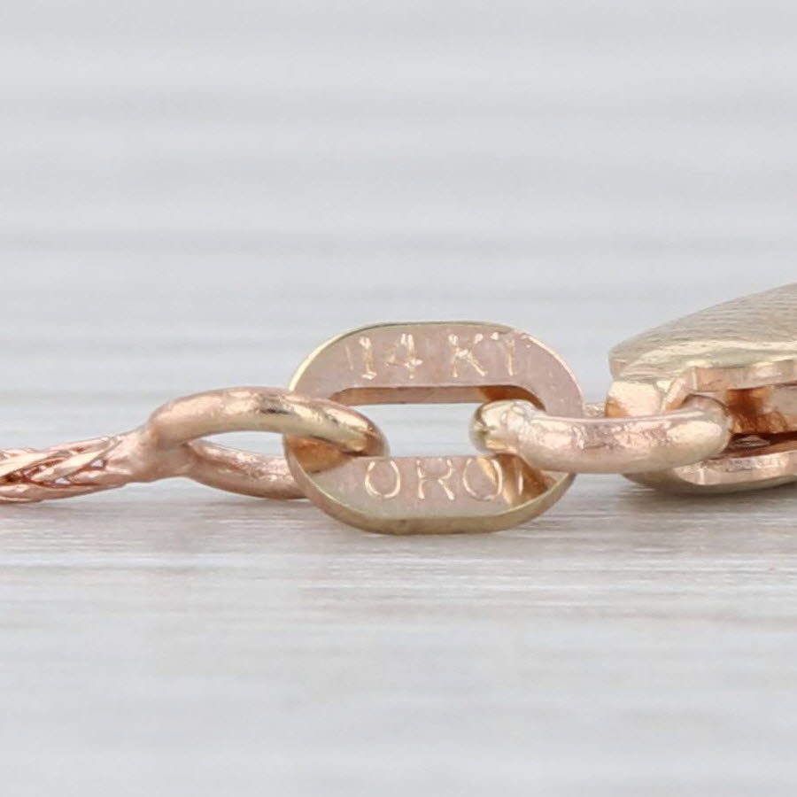 Wheat Chain Necklace 14k Rose Yellow Gold 16" 0.8mm