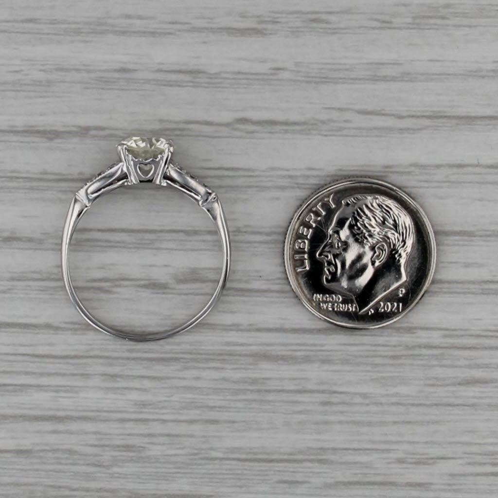 Art Deco GIA VVS1 1.36ctw Old European Diamond Engagement Ring Platinum Size 7.5