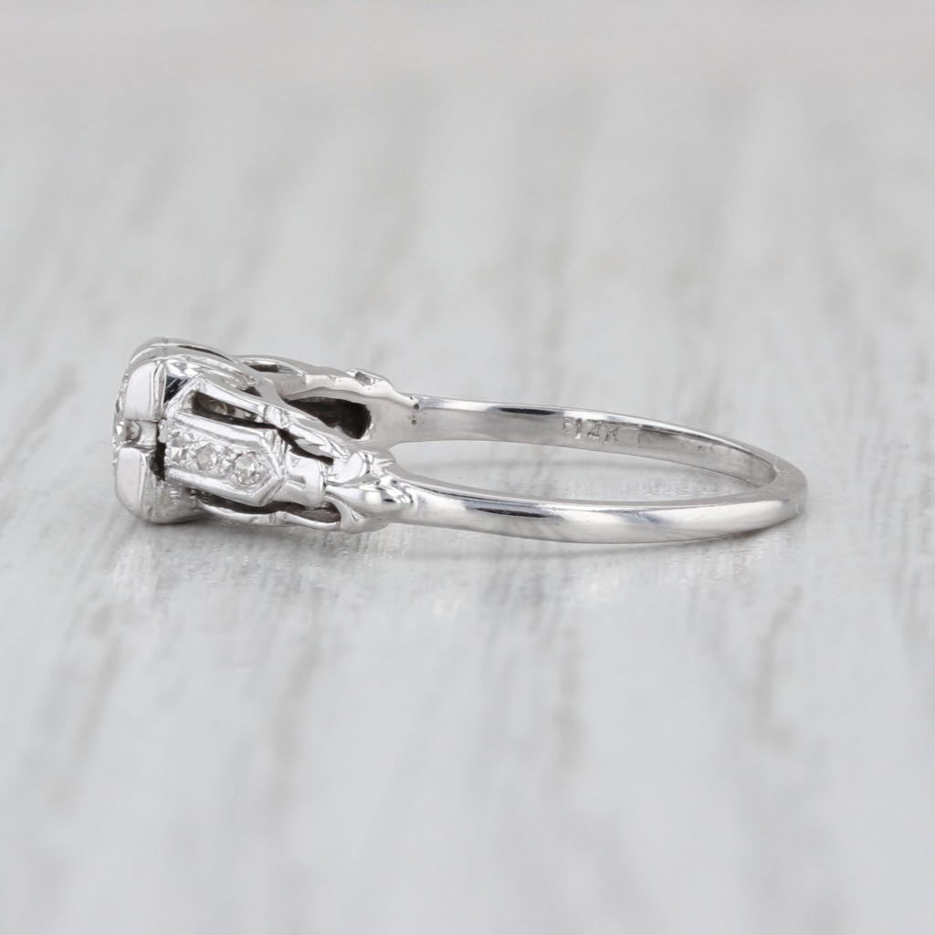 Vintage 0.13ctw Diamond Engagement Ring 14k White Gold Size 5.5