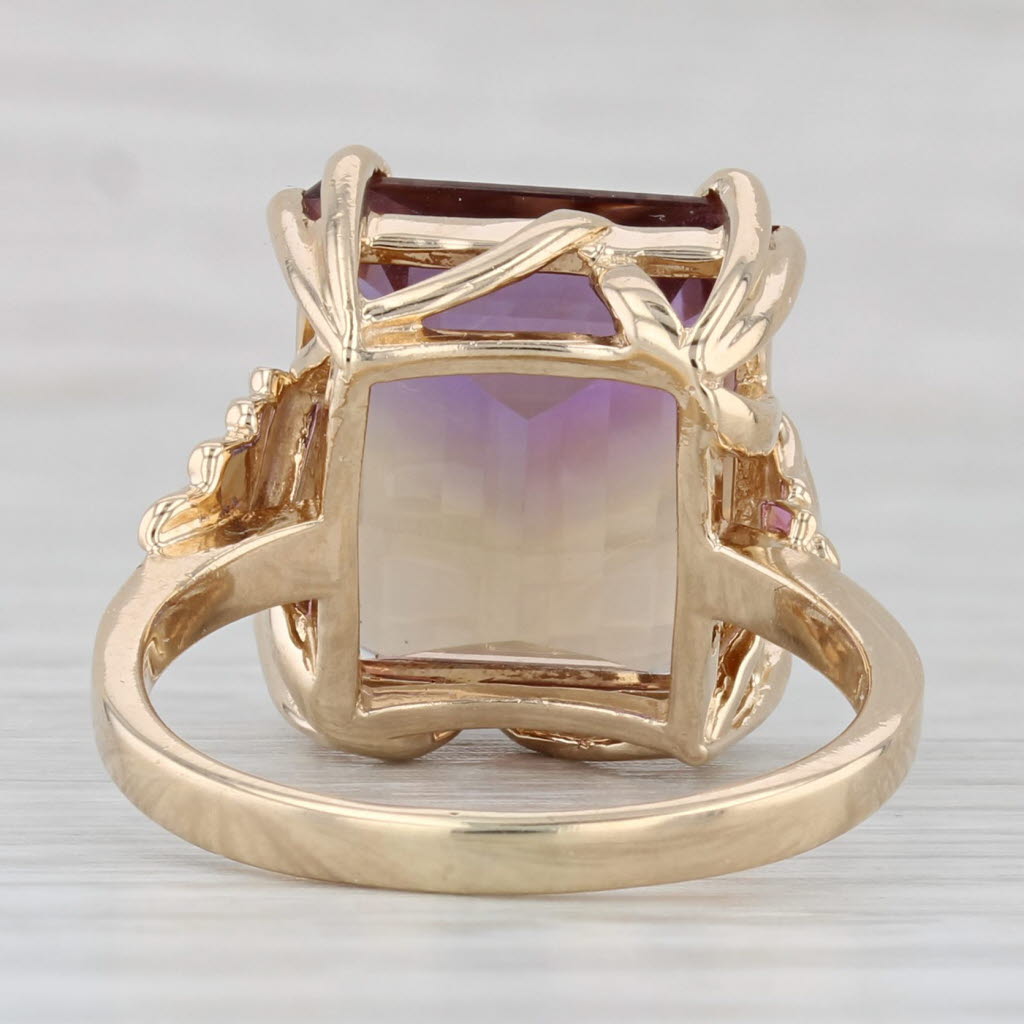 Gray 9.40ct Purple Yellow Ametrine Solitaire Ring 14k Yellow Gold Size 7.5