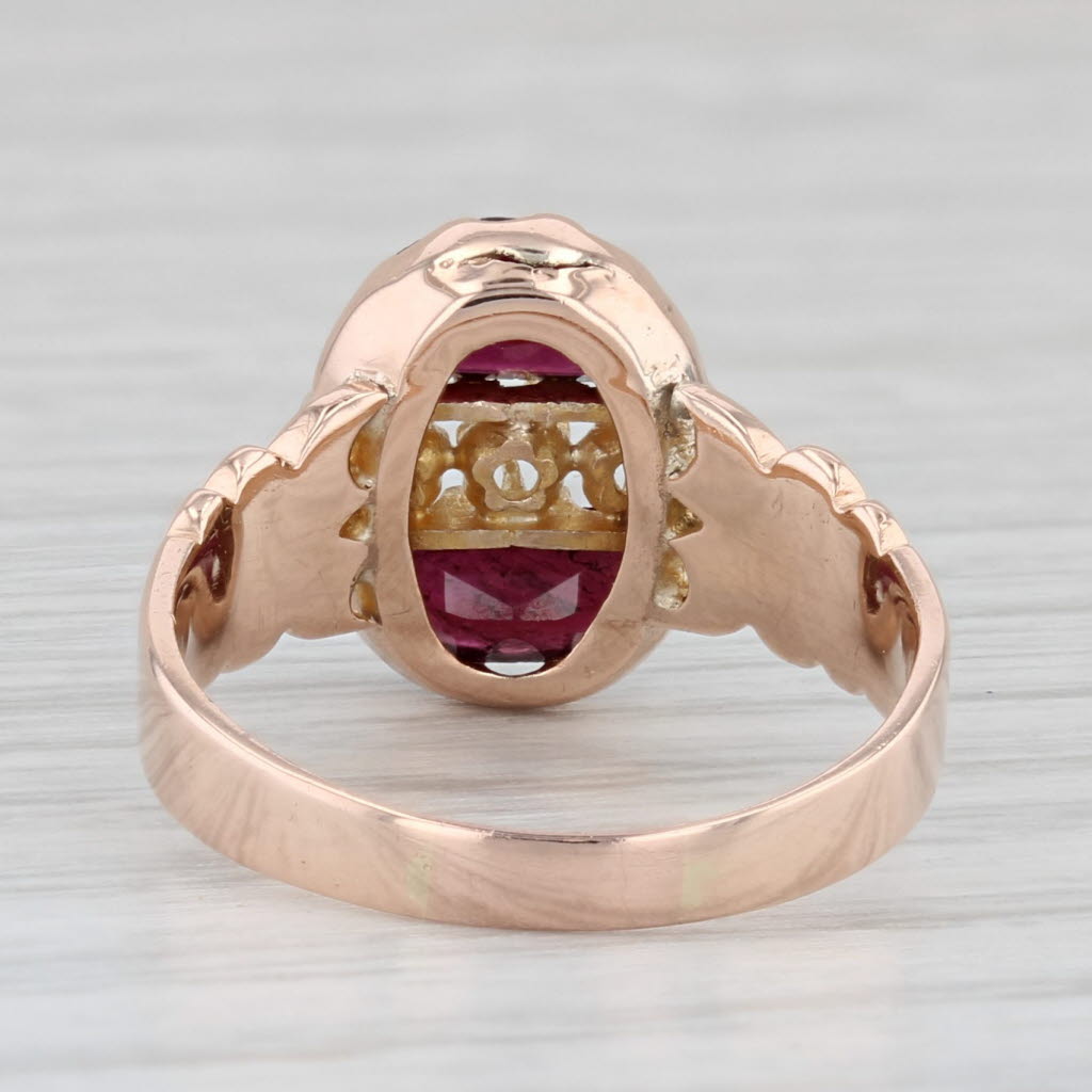 Light Gray Antique 1.23ctw Garnet Diamond Ring 10k Rose Gold Size 5.75