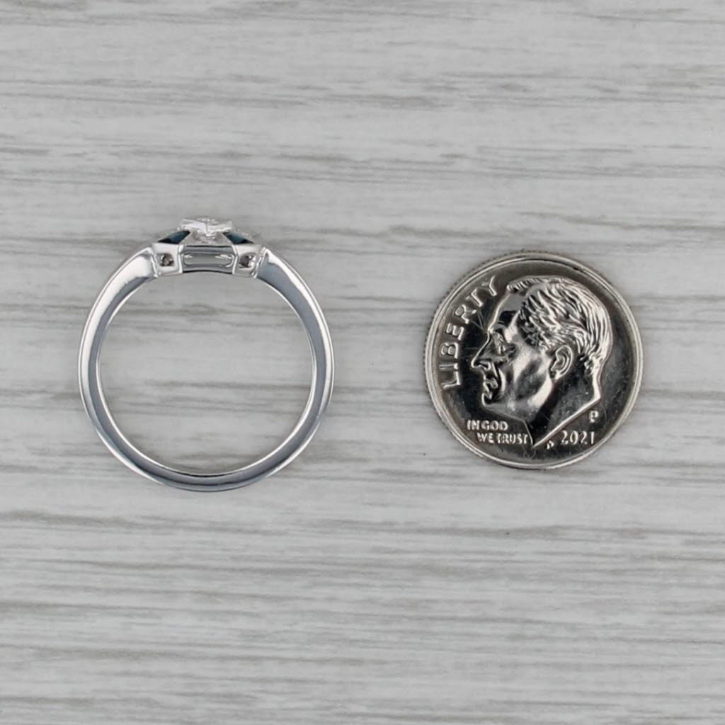 New Beverley K 0.46ctw Blue Sapphire Diamond Halo Ring 18k White Gold Size 6.5