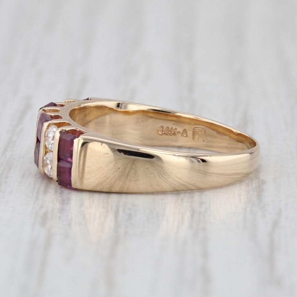 1.30ctw Ruby Diamond Ring 14k Yellow Gold Size 6.75 Stackable Wedding Band