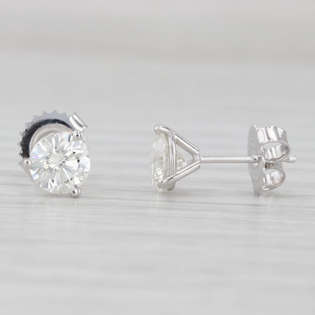 Light Gray 1.45ctw Diamond Round Solitaire Stud Earrings 14k White Gold Butterfly Backs