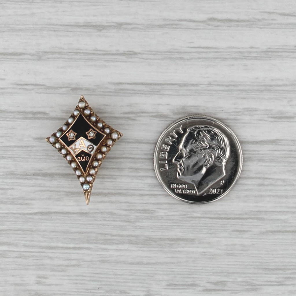 Kappa Alpha Theta Pin 10k Gold Pearls Diamond Stars Vintage Sorority Badge