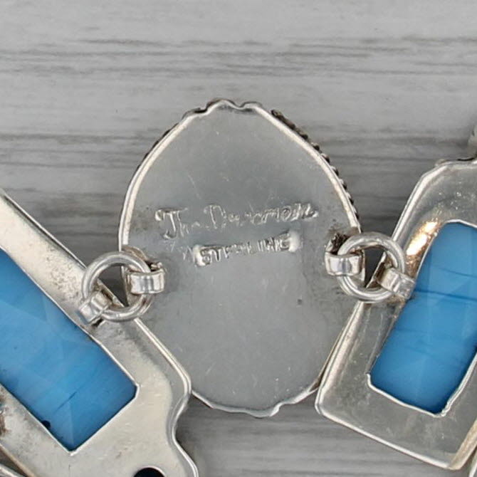 The Dreamers Topaz Prehnite Glass Statement Bracelet Sterling Silver Toggle 7"