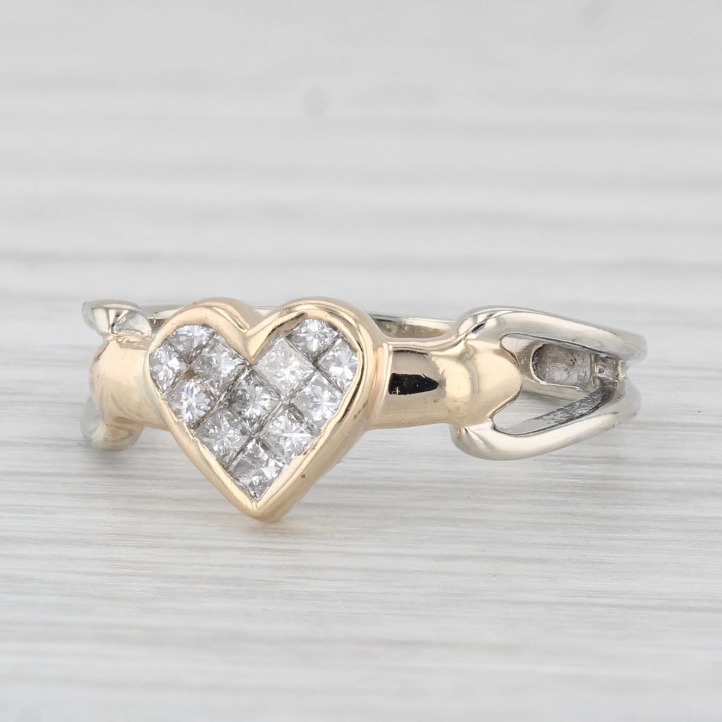 Light Gray 0.30ctw Diamond Heart Ring 14k Yellow White Gold Size 5.25