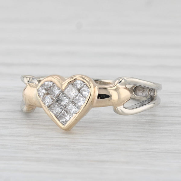 0.30ctw Diamond Heart Ring 14k Yellow White Gold Size 5.25
