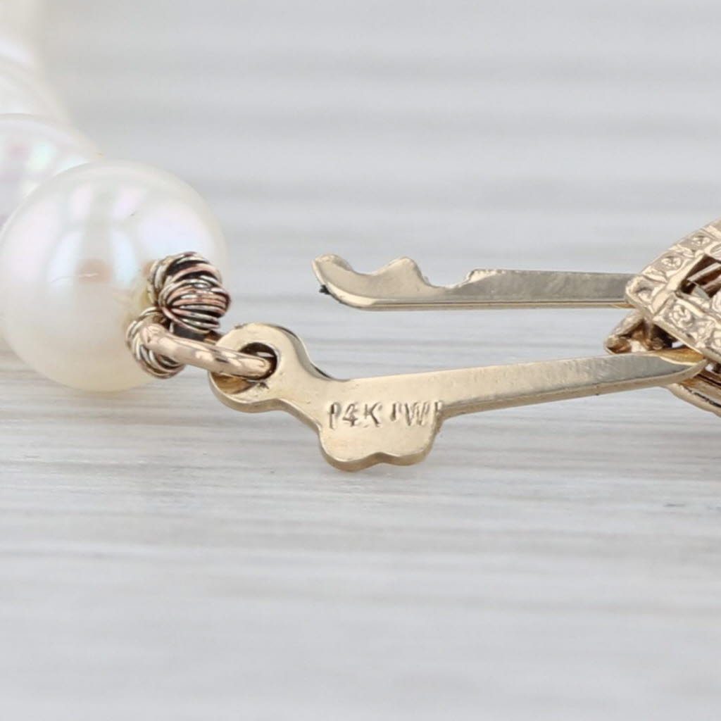 Feshwater Cultured Pearl Single Strand Necklace 14k Yellow Gold Clasp 18.25"