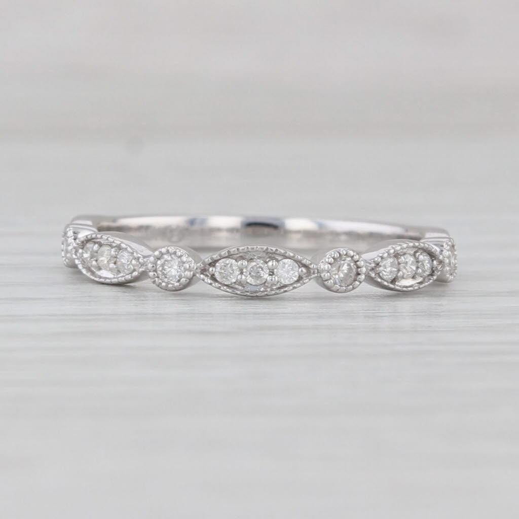 Light Gray 0.13ctw Diamond Stackable Ring 10k White Gold Wedding Band Size 7