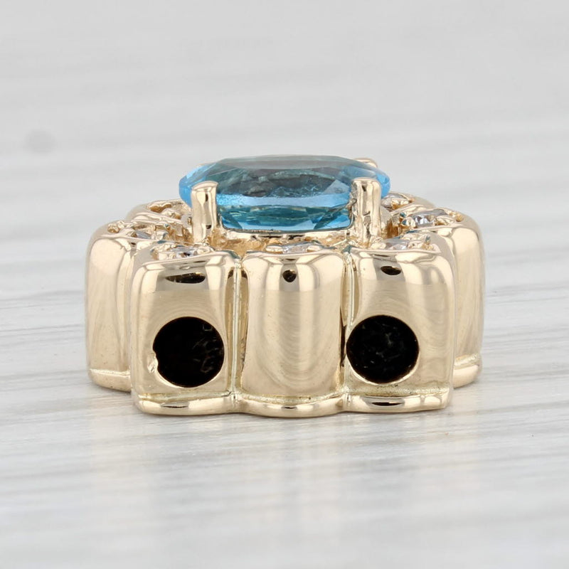 1.63ctw Blue Topaz Diamond Slide Bracelet Charm 14k Gold Vintage Richard Klein