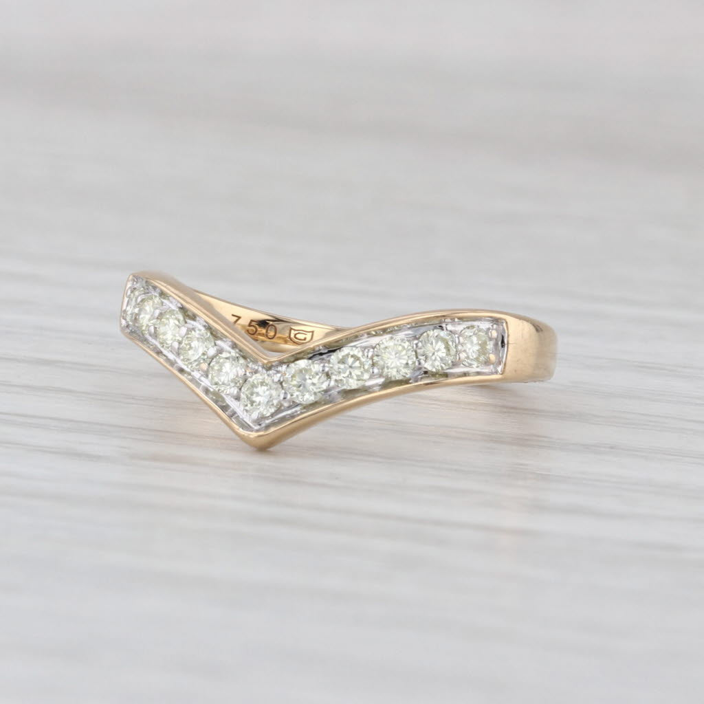 0.28ctw Diamond Contoured Wedding Band Guard Stackable Ring 18k Yellow Gold Sz 7