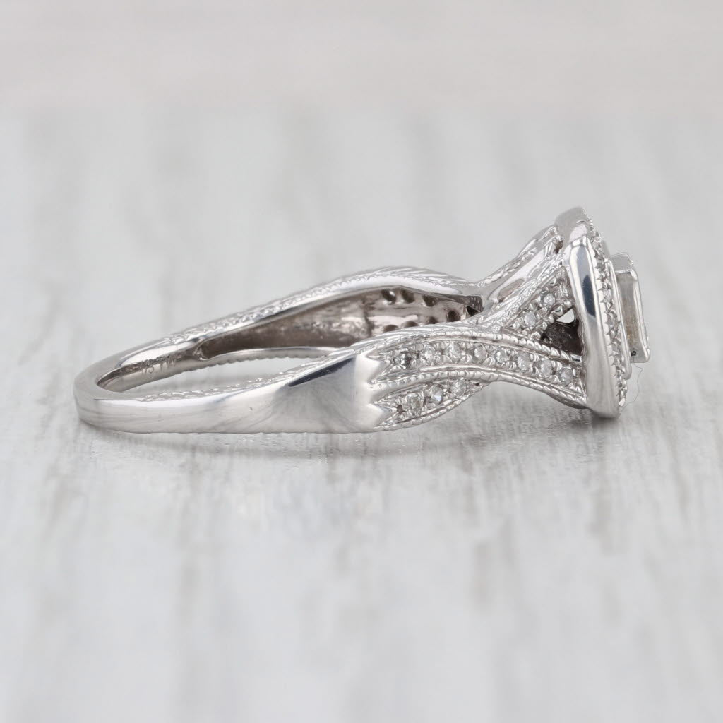 0.26ctw Princess Diamond Halo Engagement Ring 14k White Gold Size 7