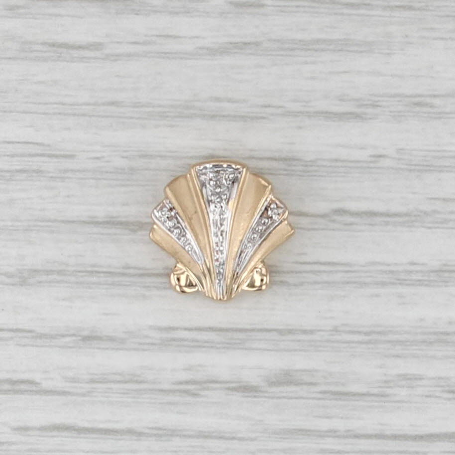 Diamond Shell Slide Bracelet Charm 14k Gold Vintage Richard Klein