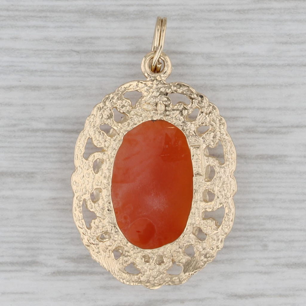 Gray Vintage Figural Carved Shell Cameo Pendant 14k Yellow Gold Charm