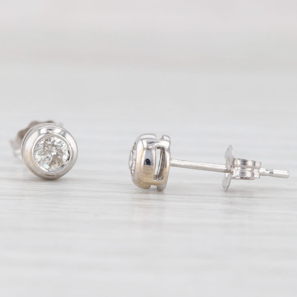 Light Gray 0.25ctw Round Diamond Solitaire Stud Earrings 14k White Gold
