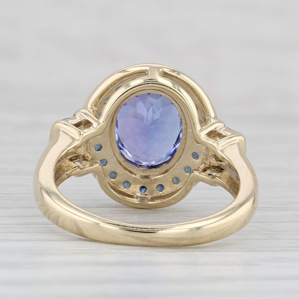 Light Gray 2.52ctw Purple Tanzanite Blue Sapphire Halo Diamond Ring 10k Yellow Gold Size 5