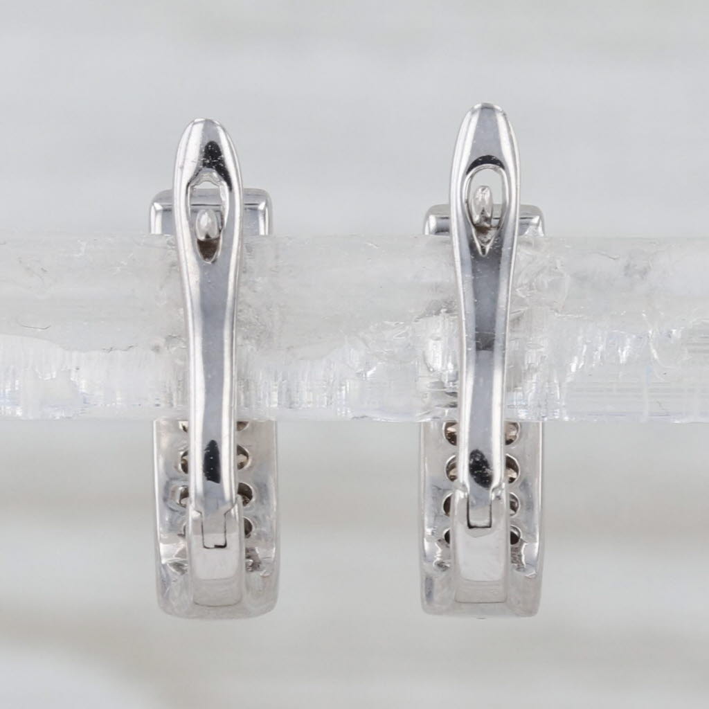 Le Vian 0.17ctw Champagne Brown Diamond J-Hook Earrings 14k White Gold Snap Top