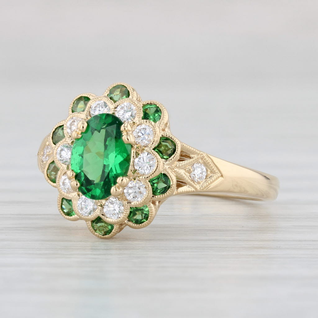 Light Gray Beverley K 1.63ctw Tsavorite Green Garnet Diamond Ring 18k Yellow Gold Size 6.75