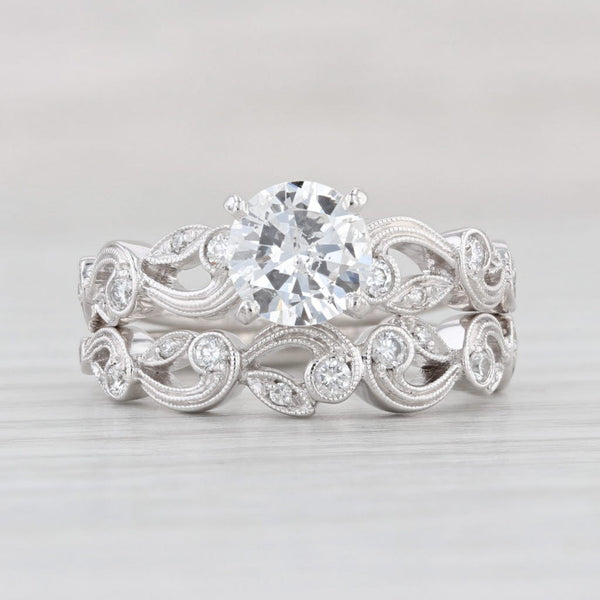Simon G 1.42ctw Diamond Engagement Ring Wedding Band Bridal Set 18k Gold Size 6