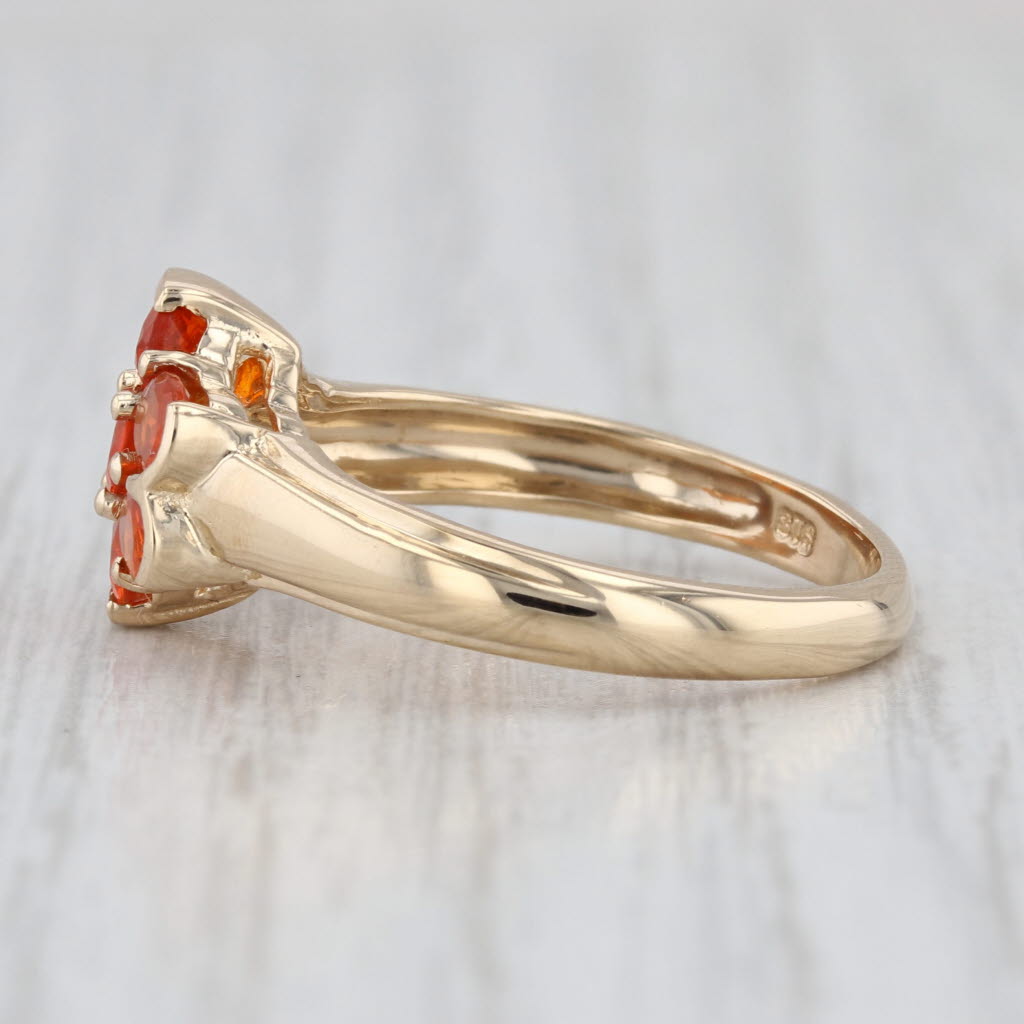 0.70ctw Fire Opal Cluster Ring 14k Yellow Gold Size 7