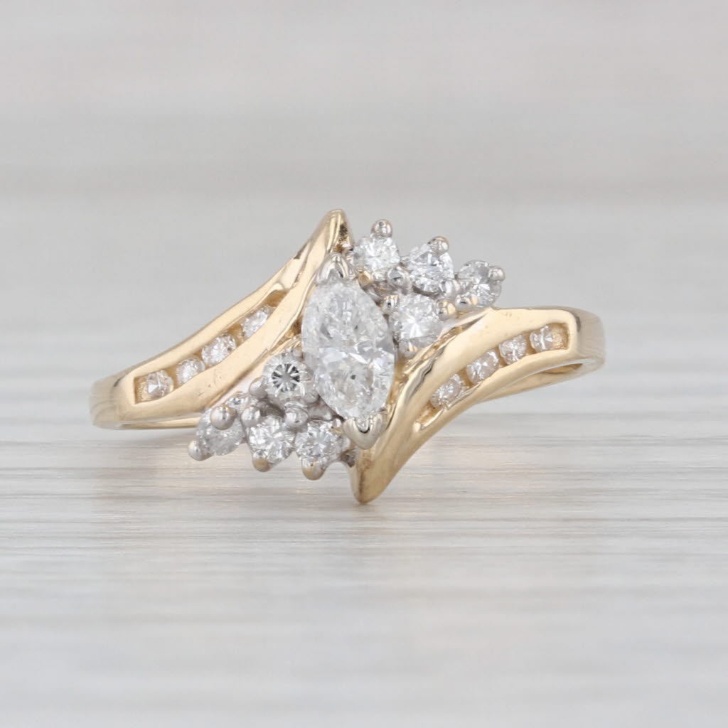 0.49ctw Marquise Diamond Bypass Ring 14k Yellow Gold Size 6.75 Engagement