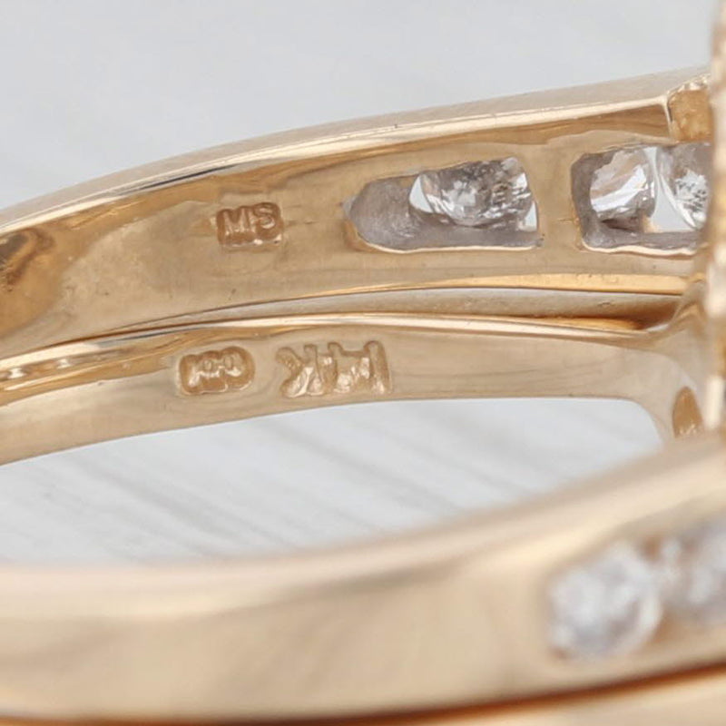 0.87ctw Marquise Diamond Engagement Ring Wedding Band Jacket Bridal Set 14k Gold