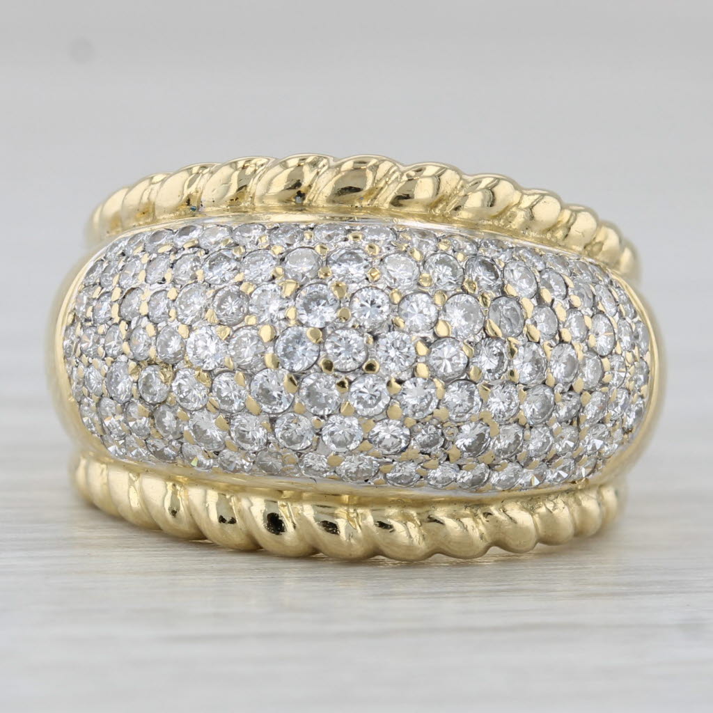 Gray 1ctw Pave Diamond Domed Ring 18k Yellow Gold Size 6.25