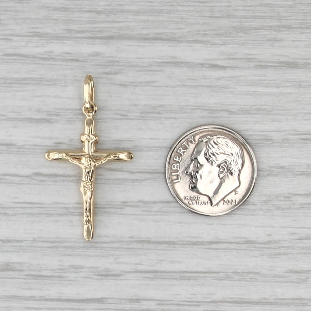 Crucifix Cross Pendant 18k Yellow Gold INRI Religious Jewelry
