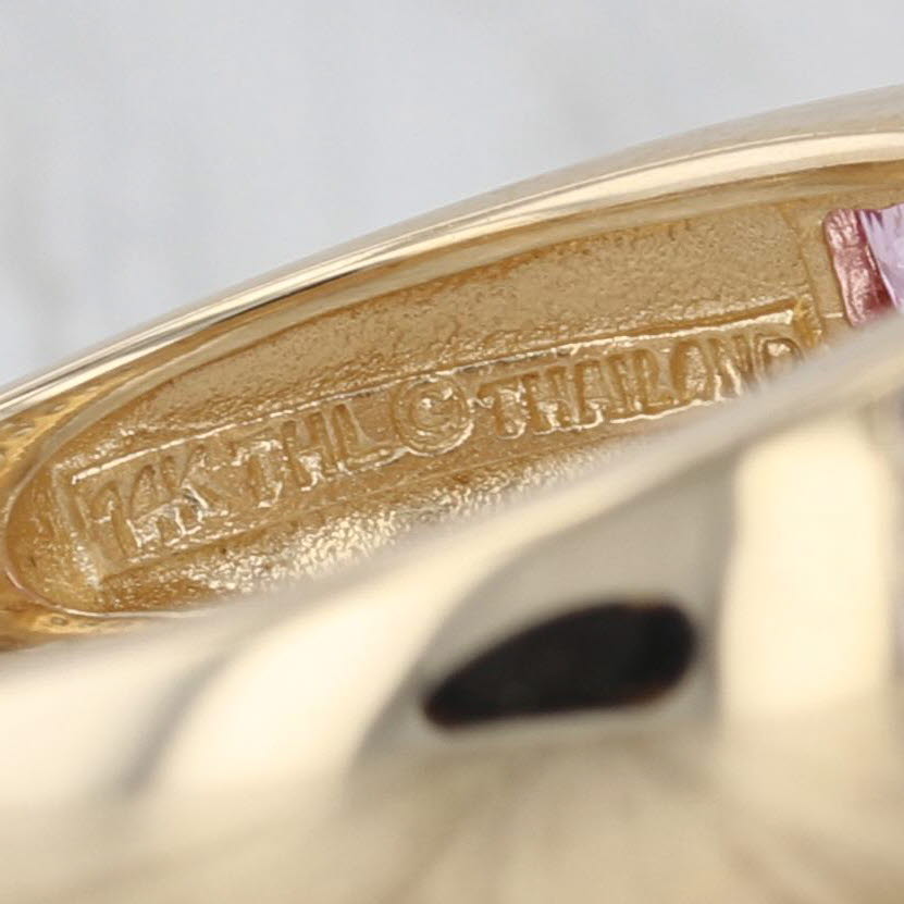 0.95ctw White Diamond Pink Sapphire 14k Yellow Gold Size 7