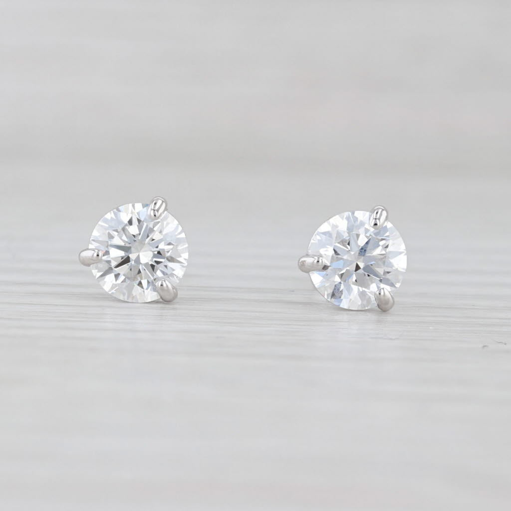 Light Gray New 2ctw Round Lab Created Diamond Stud Earrings 14k White Gold VS1 D IGI