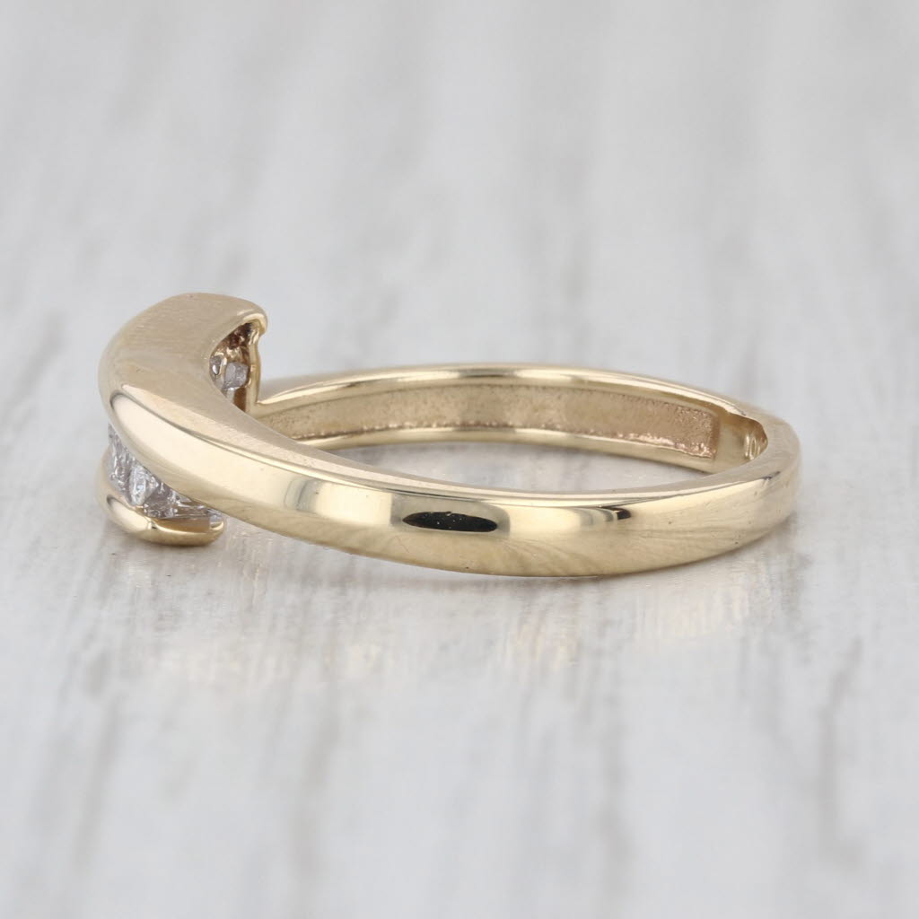 0.15ctw Diamond Bypass Ring 10k Yellow Gold Size 6.25 Wedding Band Stackable