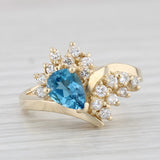 Light Gray 1.15ctw Pear Blue Topaz Diamond Ring 14k Yellow Gold Size 5.25