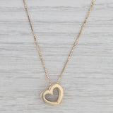 Heart Pendant Necklace 14k Yellow Gold 16"-18" Adjustable Box Chain