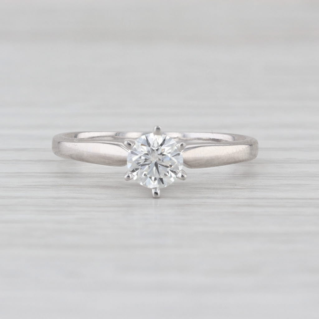 0.50ct Round Diamond Solitaire Engagement Ring 18k White Gold Platinum Size 6.5
