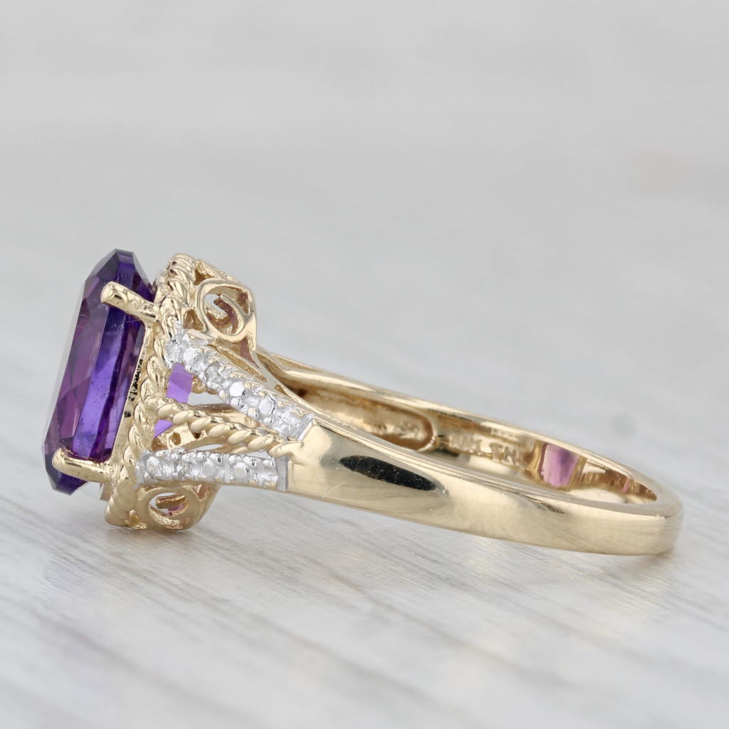 Gray 2.40ct Oval Amethyst Solitaire Ring 10k Yellow Gold Size 7 Diamond Accents