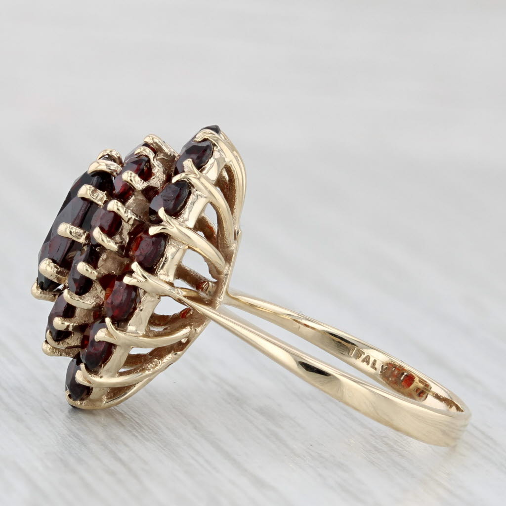 Light Gray 4.90ctw Garnet Cluster Ring 14k Yellow Gold Size 7.25 Cocktail