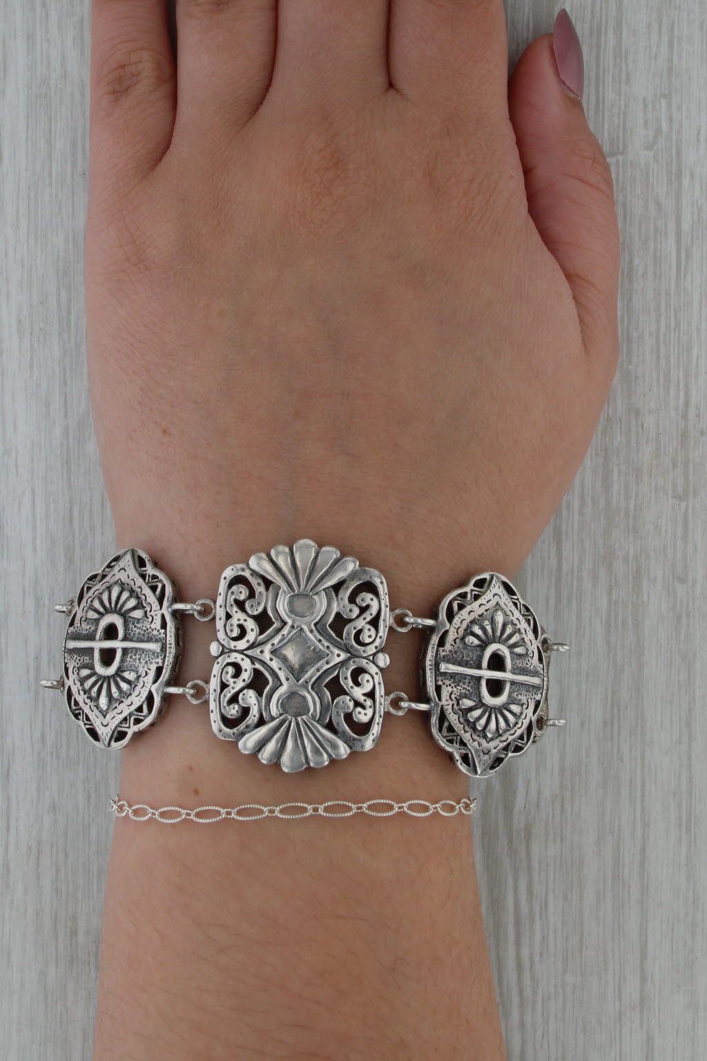 Silpada Storybook Ornate Panel Statement Bracelet Sterling Silver 7.5"