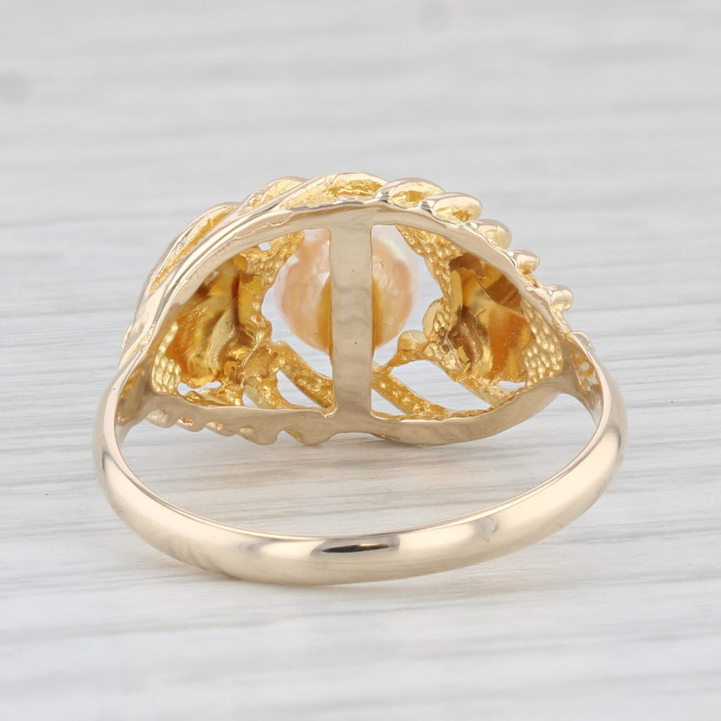 Light Gray Coleman Co Black Hills Gold Pearl Leaf Ring 10k Yellow Rose Green Gold Size 8