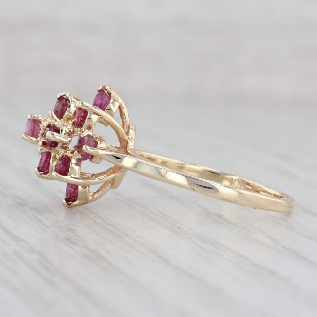 Light Gray 1.50ctw Ruby Flower Cluster Ring 14k Yellow Gold Size 7.5