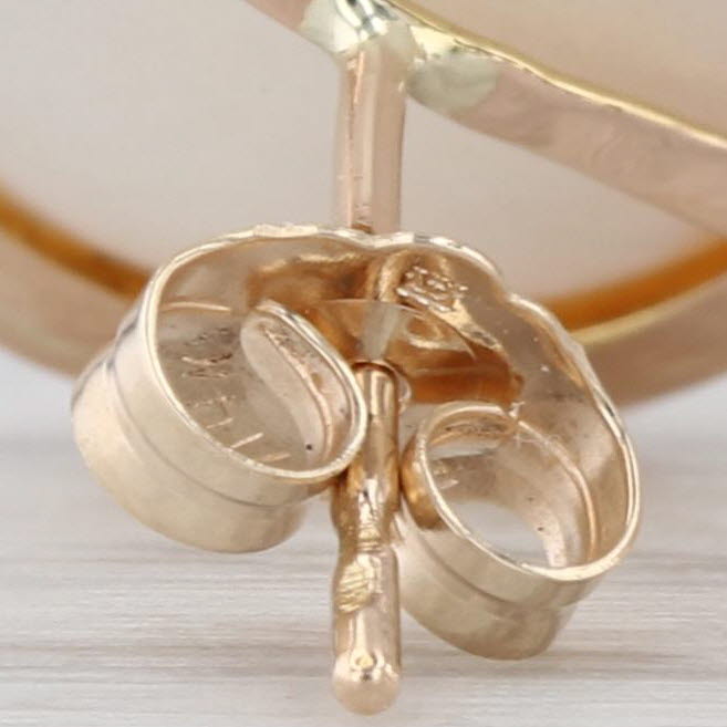 Mabe Pearl Button Stud Earrings 14k Yellow Gold Round Studs