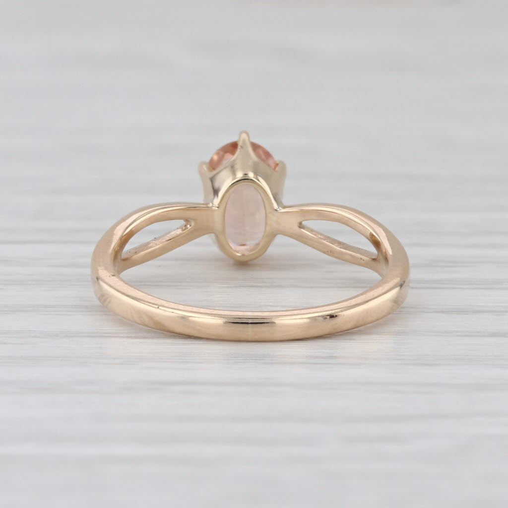 0.84ct Oval Solitaire Peach Orange Topaz Ring 14k Rose Gold Size 6.25