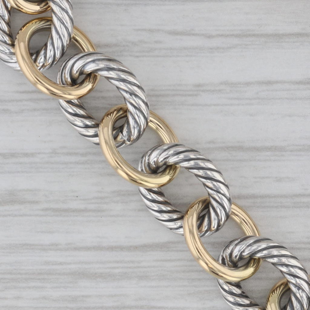 Gray David Yurman Oval Link Cable Chain w/ Box Sterling Silver 1/4 18k Gold 6.5"